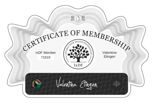 Valentina's Certificate of membership