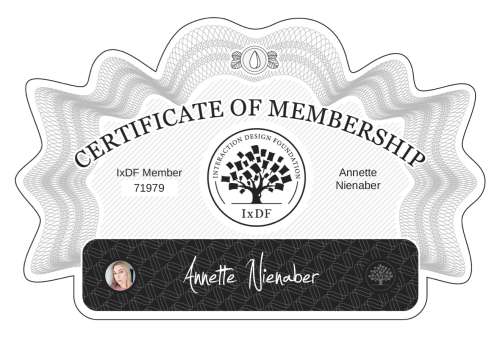 Annette's Certificate of membership