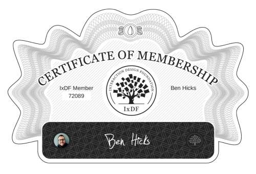 Ben's Certificate of membership