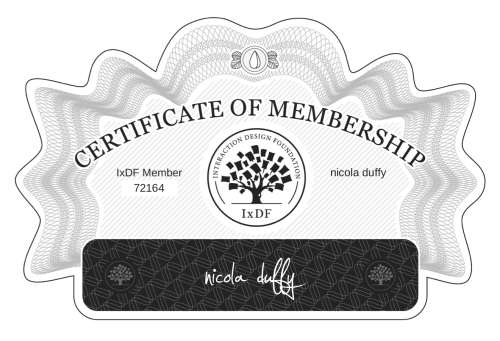 nicola's Certificate of membership