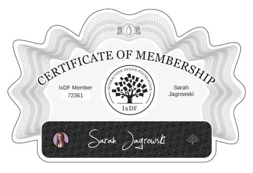 Sarah's Certificate of membership