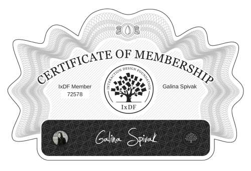 Galina's Certificate of membership