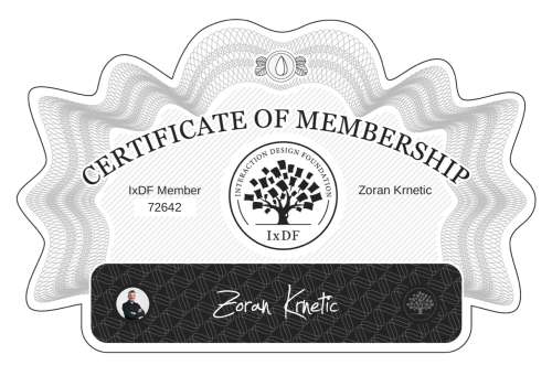 Zoran's Certificate of membership