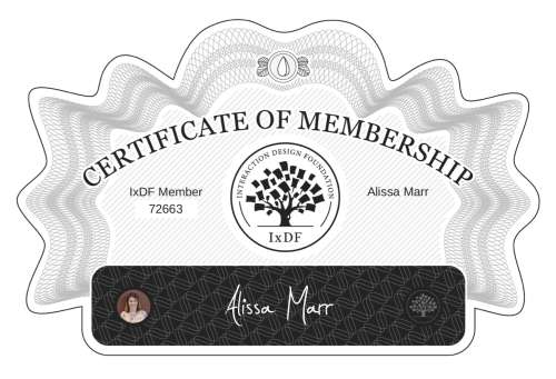 Alissa's Certificate of membership