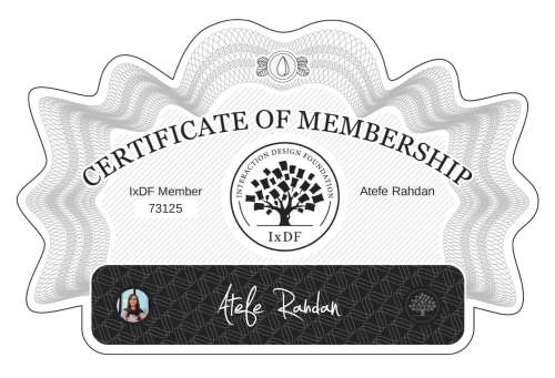 Atefe's Certificate of membership