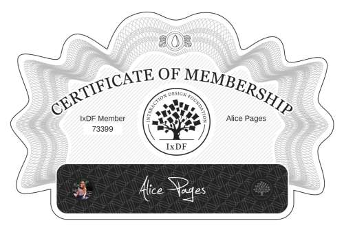 Alice's Certificate of membership