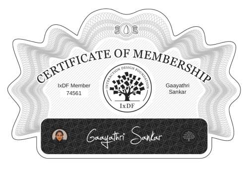 Gaayathri's Certificate of membership