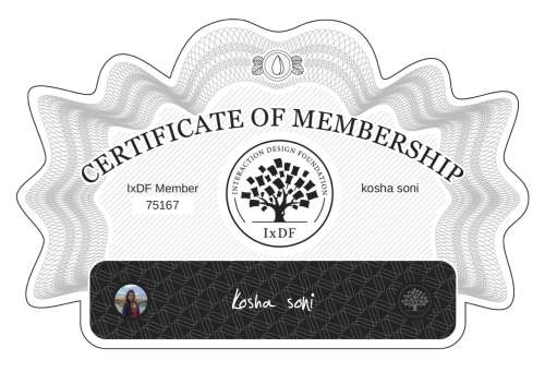kosha's Certificate of membership