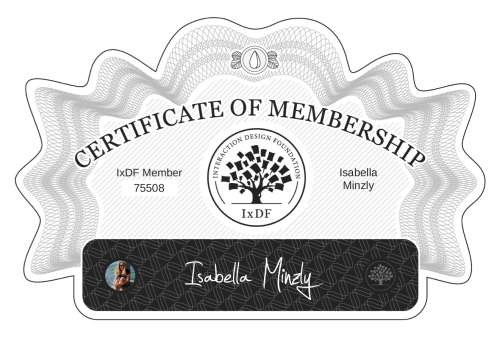 Isabella's Certificate of membership
