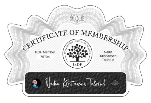 Nadia's Certificate of membership