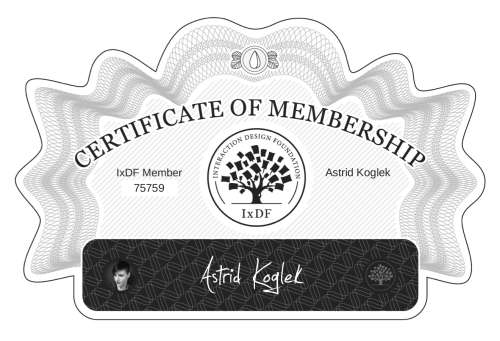 Astrid's Certificate of membership