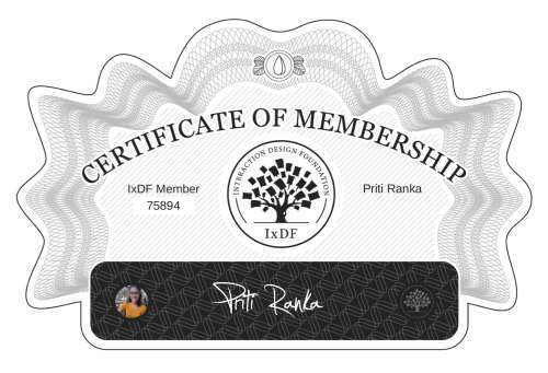 Priti's Certificate of membership