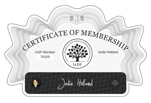 Jodie's Certificate of membership