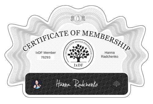 Hanna's Certificate of membership