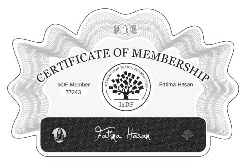 Fatima's Certificate of membership
