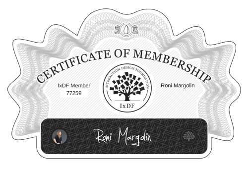 Roni's Certificate of membership
