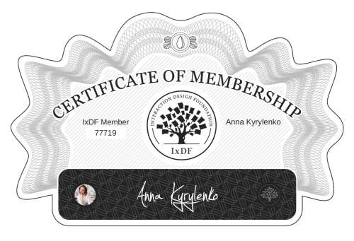Anna's Certificate of membership