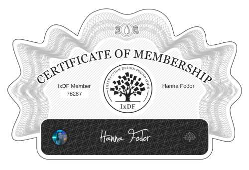 Hanna's Certificate of membership