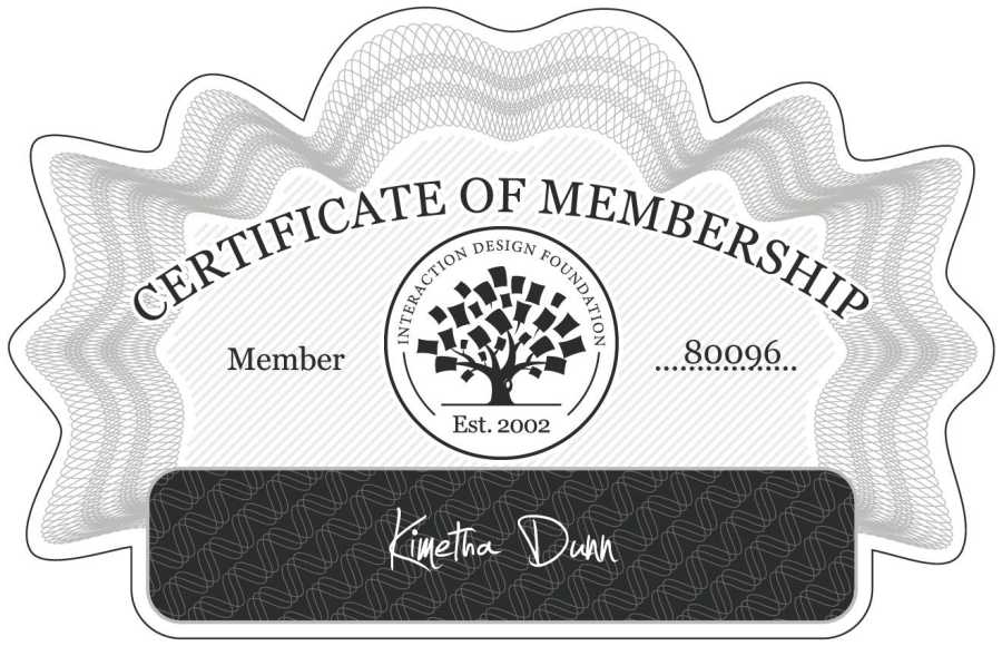Kimetha Dunn: Certificate of Membership