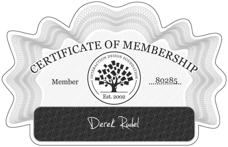 Derek Rudel: Certificate of Membership