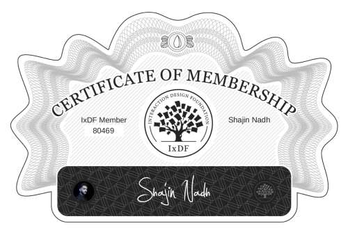 Shajin's Certificate of membership