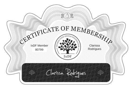 Clarissa's Certificate of membership