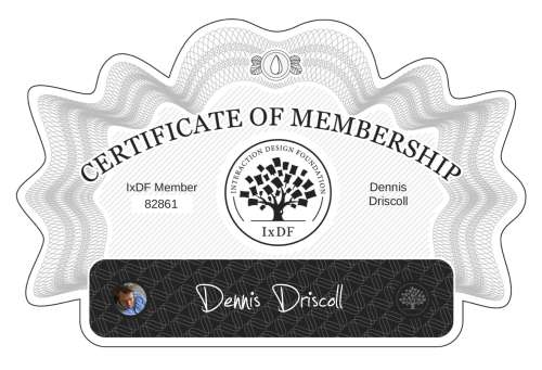 Dennis's Certificate of membership