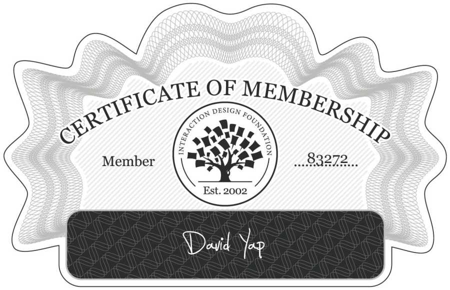 David Yap: Certificate of Membership