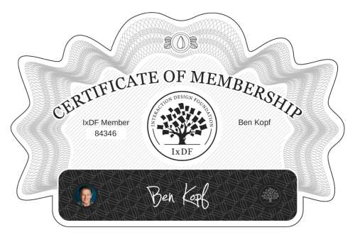 Ben's Certificate of membership