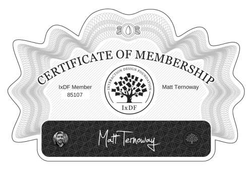 Matt's Certificate of membership