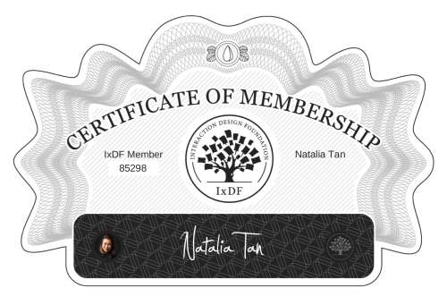 Natalia's Certificate of membership