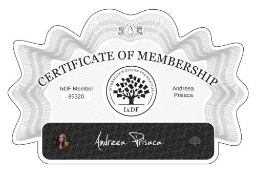 Andreea's Certificate of membership