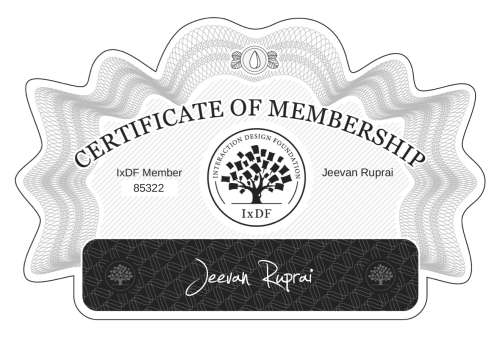 Jeevan's Certificate of membership