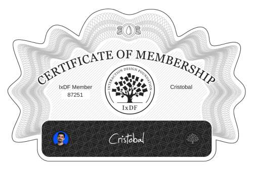 Cristobal's Certificate of membership