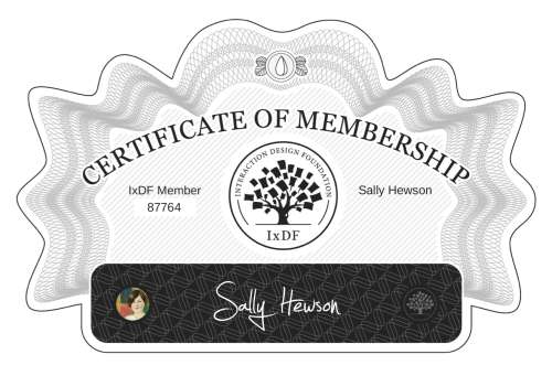 Sally's Certificate of membership