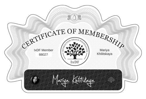 Mariya's Certificate of membership