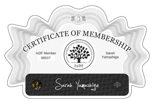 Sarah's Certificate of membership