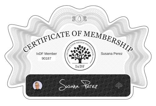 Susana's Certificate of membership