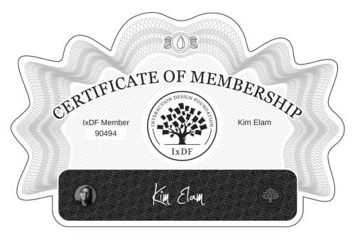 Kim's Certificate of membership