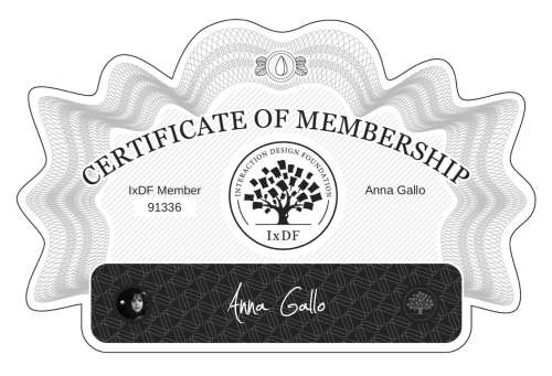 Anna's Certificate of membership