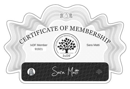 Sara's Certificate of membership