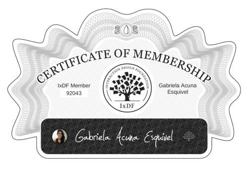Gabriela's Certificate of membership