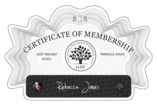 Rebecca's Certificate of membership