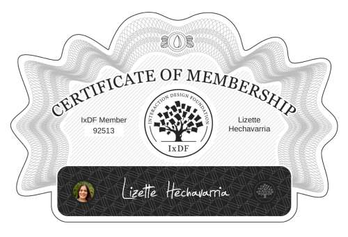 Lizette's Certificate of membership