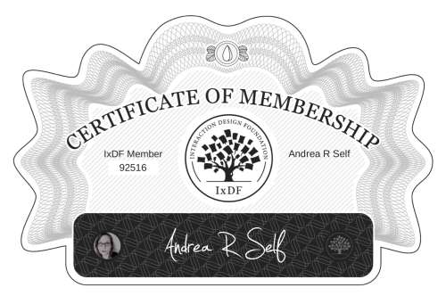 Andrea's Certificate of membership