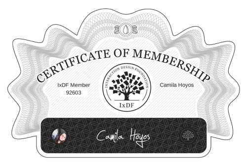 Camila's Certificate of membership