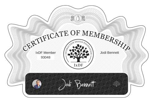 Jodi's Certificate of membership
