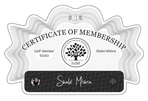 Shalvi's Certificate of membership