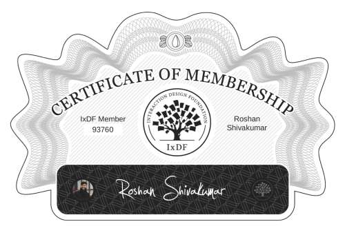 Roshan's Certificate of membership