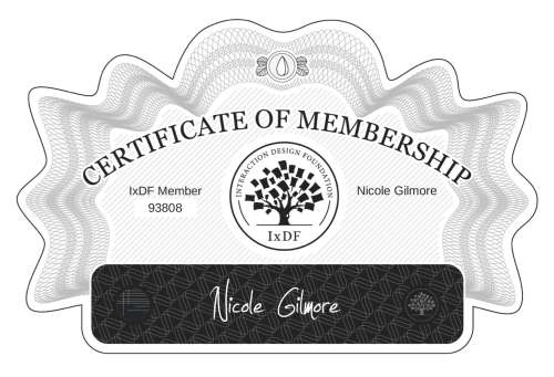 Nicole's Certificate of membership